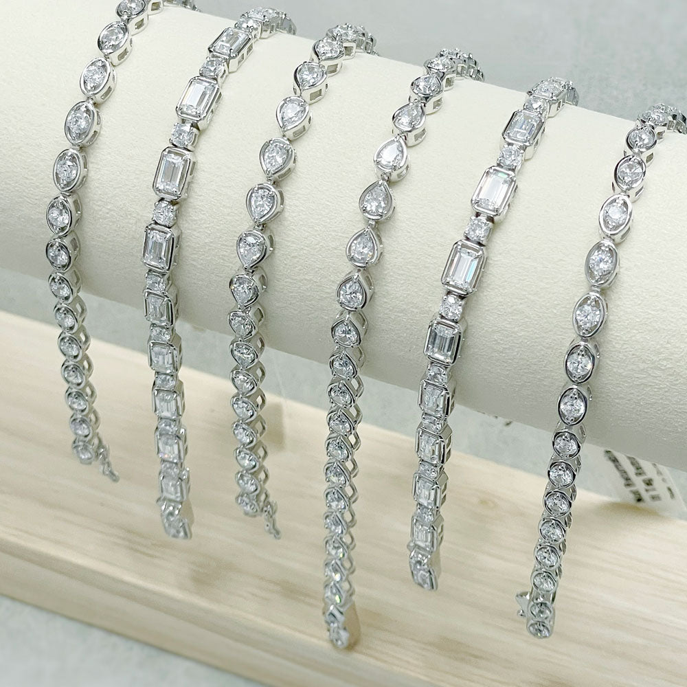 East-West CZ Statement Tennis Bracelet in Sterling Silver