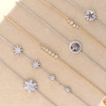 Flatlay view of Bubble Bar CZ Rolo Chain Bracelet in Sterling Silver, Yellow Gold Flashed
