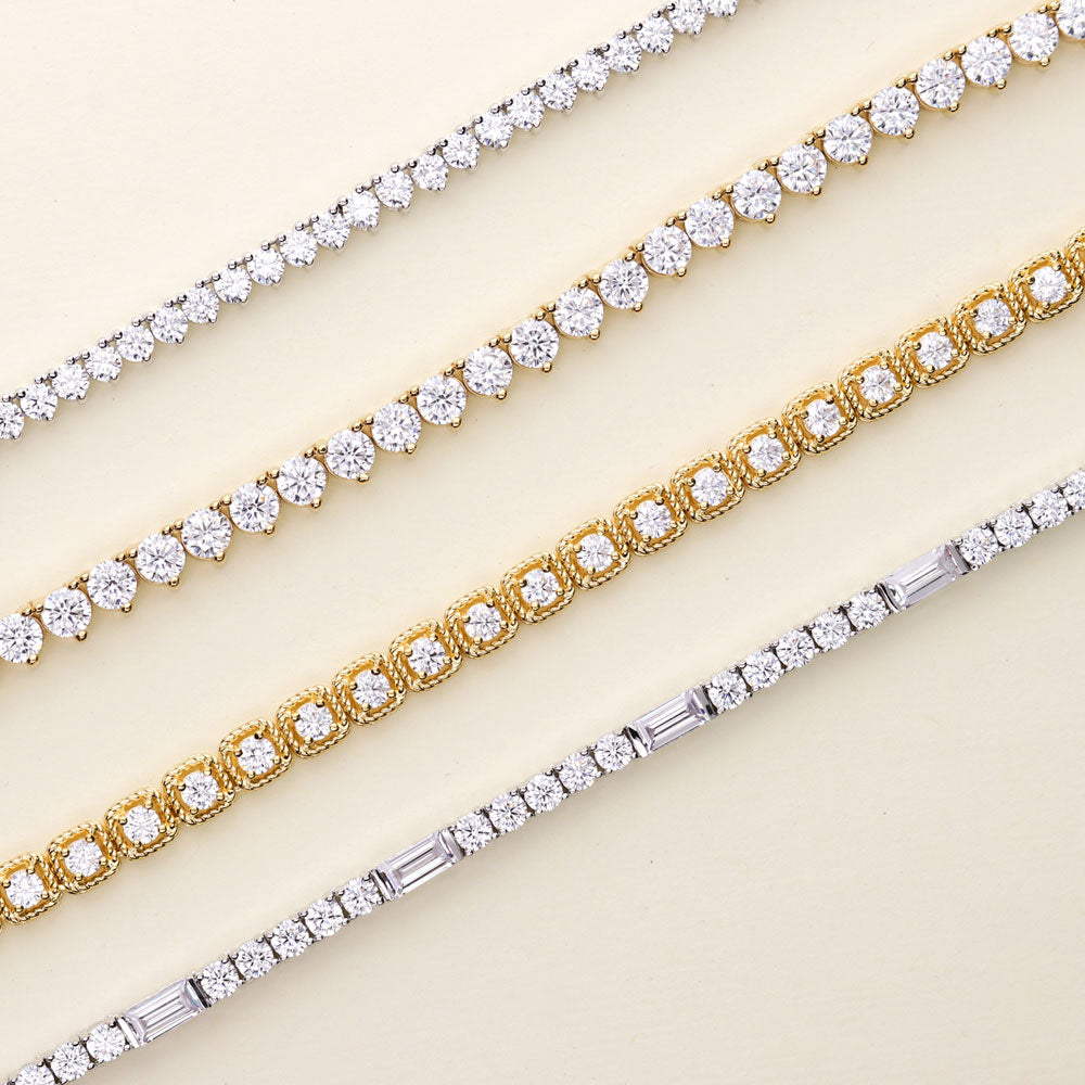 Flatlay view of Graduated CZ Necklace and Earrings in Sterling Silver, 14 of 17