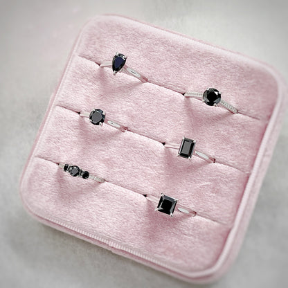 Solitaire 1.2ct Black Princess CZ Ring in Sterling Silver