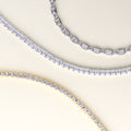 Flatlay view of CZ Tennis Bracelet, Gold Flashed / 7 inch