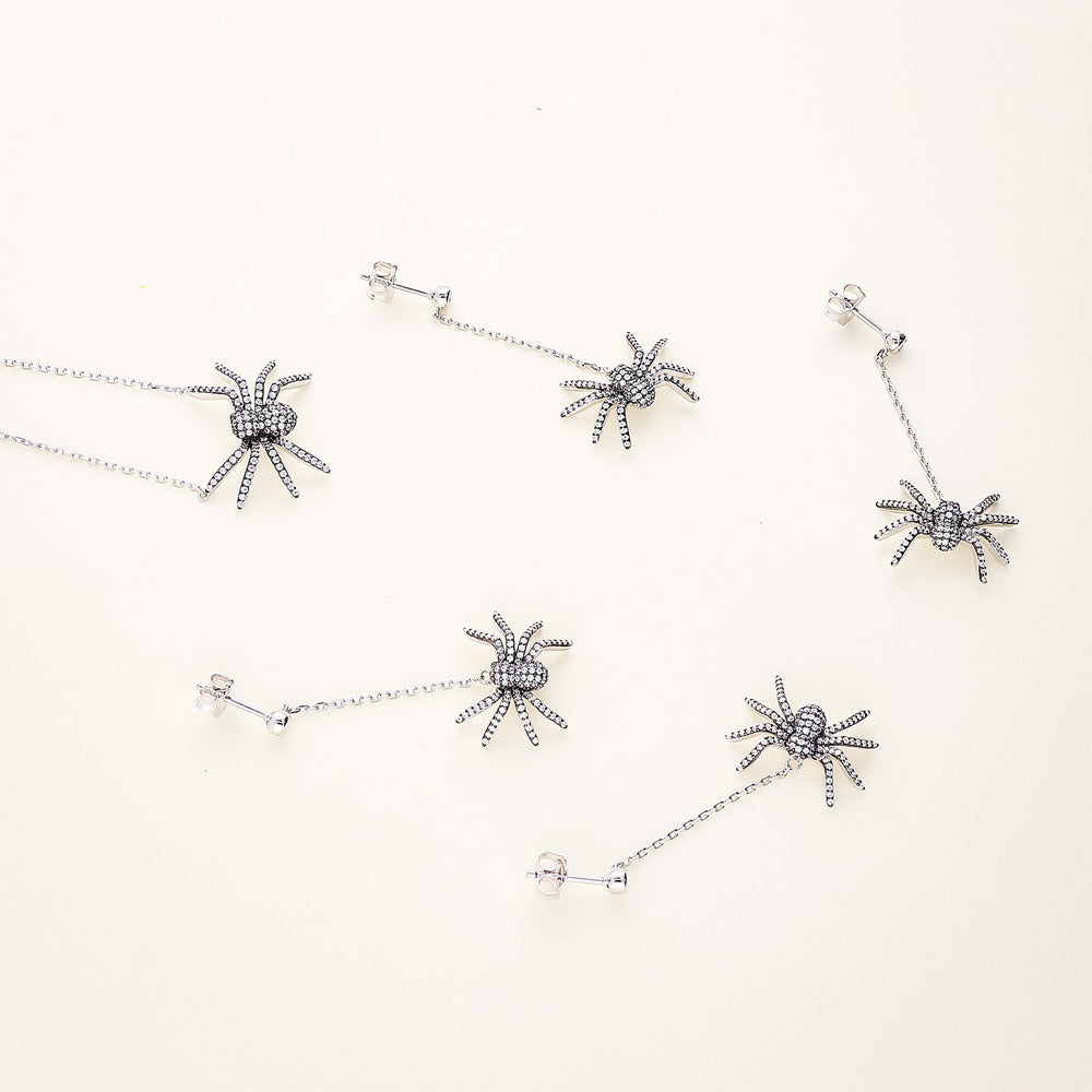 Flatlay view of Spider CZ Dangle Earrings in Sterling Silver, 5 of 7