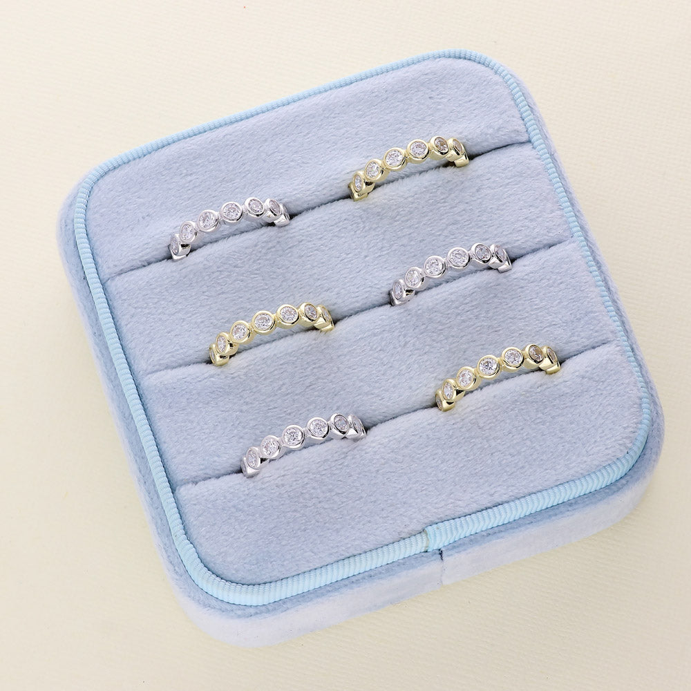 Flatlay view of Bubble Bezel CZ Eternity Ring in Sterling Silver, 9 of 11
