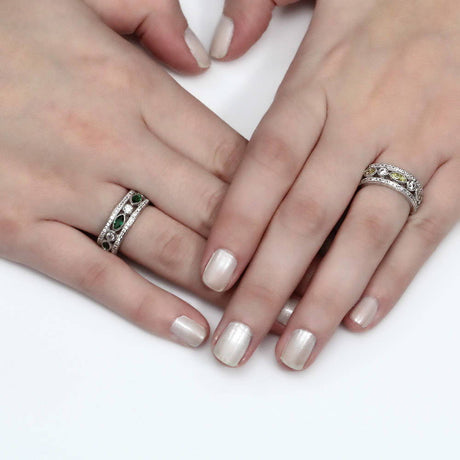 Image Contain: Model Wearing Art Deco Half Eternity Ring