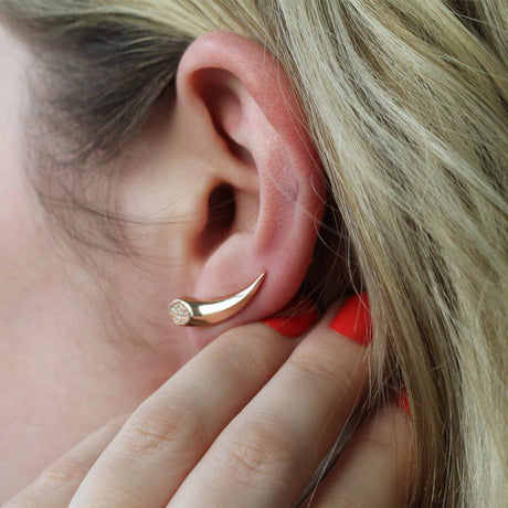 Image Contain: Model Wearing Horn Ear Crawlers