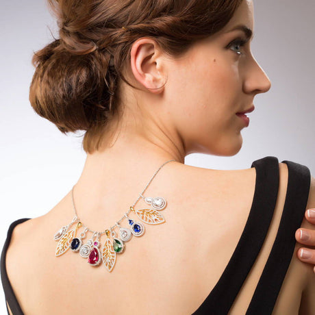Image Contain: Model Wearing Art Deco Pendant Necklace, Filigree Pendant Necklace, Halo Pendant Necklace