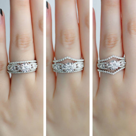 Model Wearing Half Eternity Ring, Ring, Wishbone Curved Half Eternity Ring