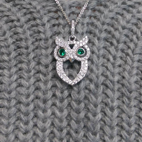 Model Wearing Owl Pendant Necklace