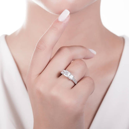 3-Stone 1.6ct Princess CZ Ring in Sterling Silver