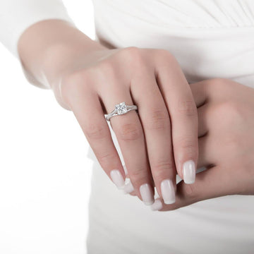 Solitaire Art Deco 2ct Princess CZ Ring in Sterling Silver