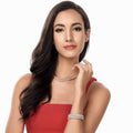 Model wearing CZ Tennis Bracelet, Rhodium Plated / 6.5 inch