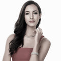 Model wearing CZ Tennis Bracelet, Gold Flashed / 6.5 inch