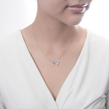 Cat Imitation Pearl Pendant Necklace in Sterling Silver
