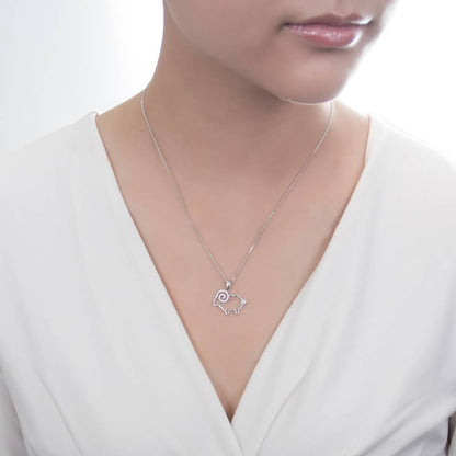 Sheep CZ Pendant Necklace in Sterling Silver