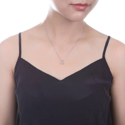 Solitaire 0.6ct Bezel Cushion CZ Necklace in Sterling Silver