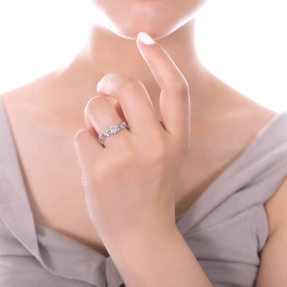 Solitaire Leaf Filigree 0.8ct CZ Ring in Sterling Silver