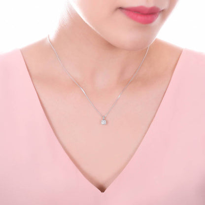 Solitaire 0.6ct Bezel Cushion CZ Necklace in Sterling Silver