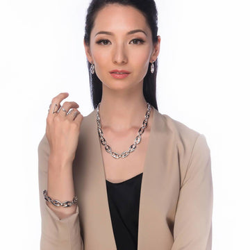 Statement Chain Necklace in Silver-Tone 12mm