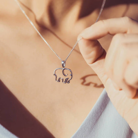 Image Contain: Model Wearing Elephant Pendant Necklace