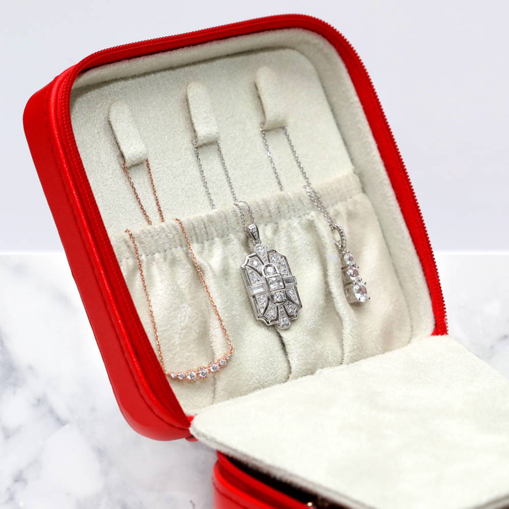 Model wearing Travel Jewelry Case Box Organizer, 9 of 11