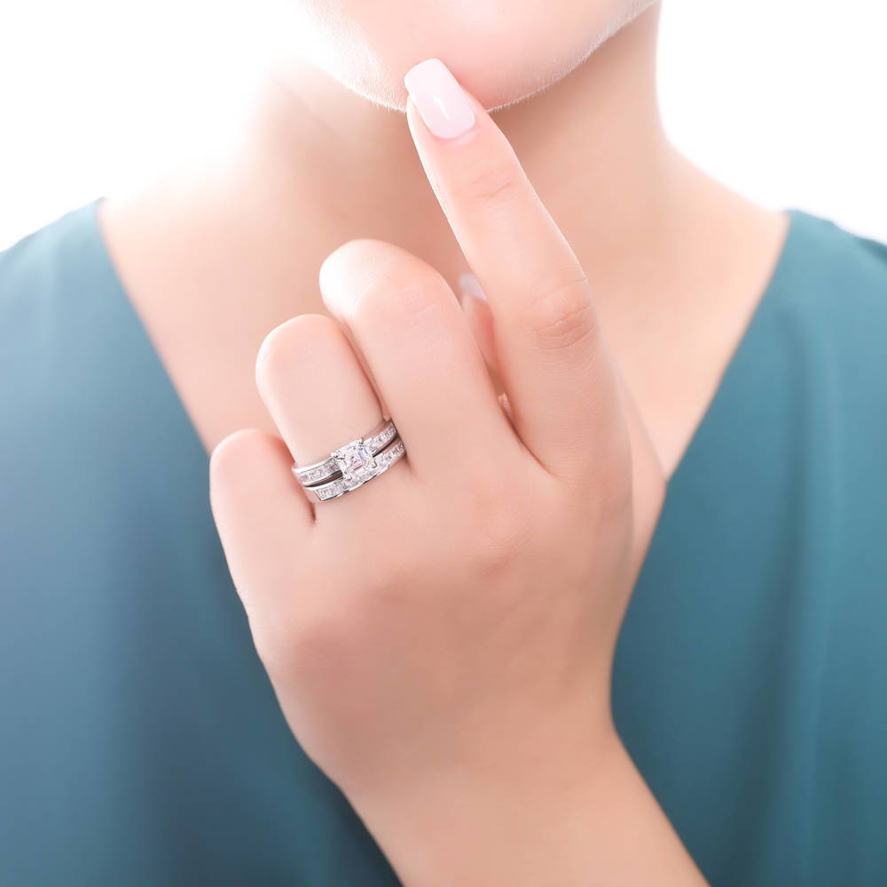 Channel Princess CZ Eternity Ring in Sterling Silver