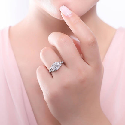 3-Stone 2.6ct Cushion CZ Ring in Sterling Silver