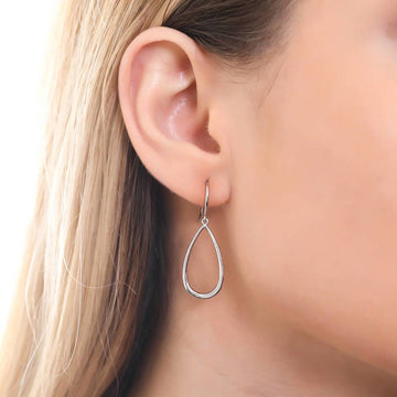 Teardrop Fish Hook Dangle Earrings in Sterling Silver