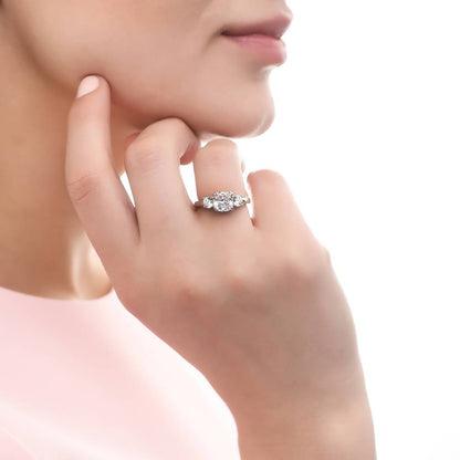 3-Stone 2ct Cushion CZ Ring in Sterling Silver