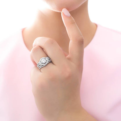 3-Stone Wishbone 1.25ct CZ Ring Set in Sterling Silver
