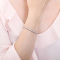Model wearing CZ Tennis Bracelet, Rhodium Plated / 6.5 inch