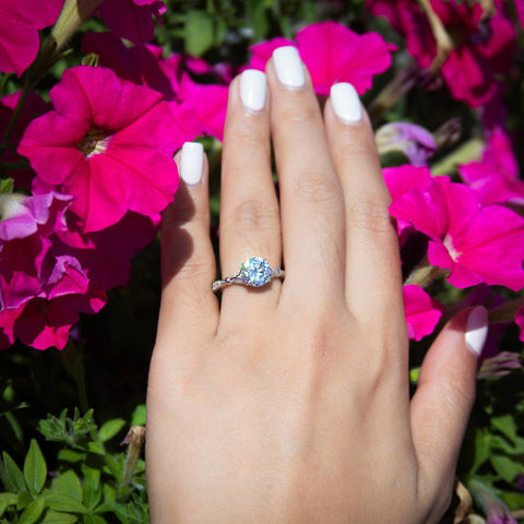 Image Contain: Model Wearing Solitaire with Side Stones Ring