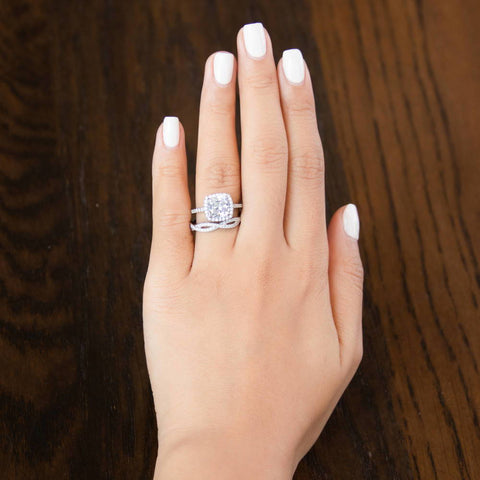 Image Contain: Model Wearing Halo Ring, Woven Eternity Ring