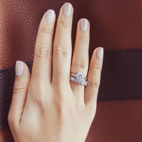 Image Contain: Model Wearing Art Deco Eternity Ring, Solitaire Ring