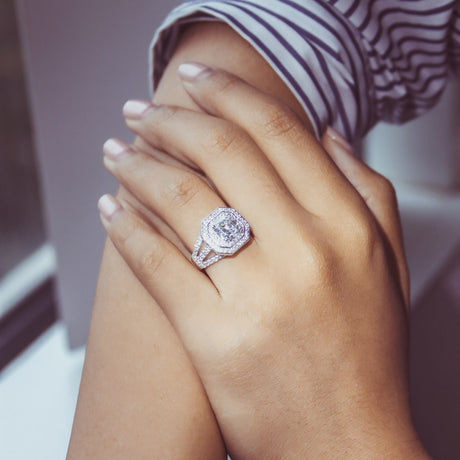 Image Contain: Model Wearing Art Deco Split Shank Ring