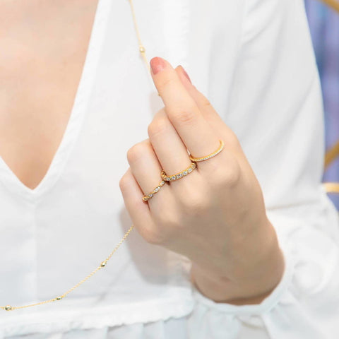 Image Contain: Model Wearing Art Deco Eternity Ring, Eternity Ring, Woven Eternity Ring
