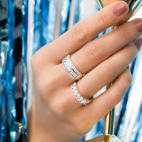 Image Contain: Model Wearing Half Eternity Ring, Ring