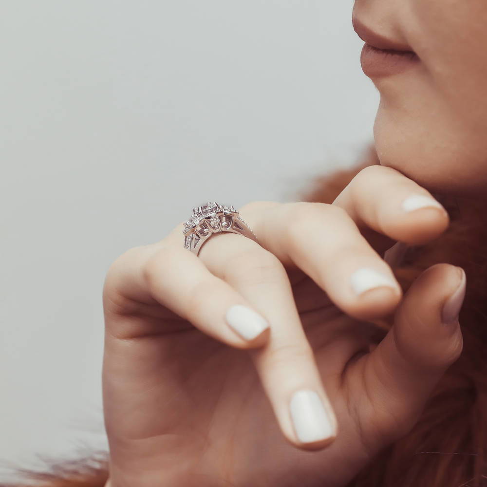 Three Stone Engagement Ring with Baguette Diamonds | Paris