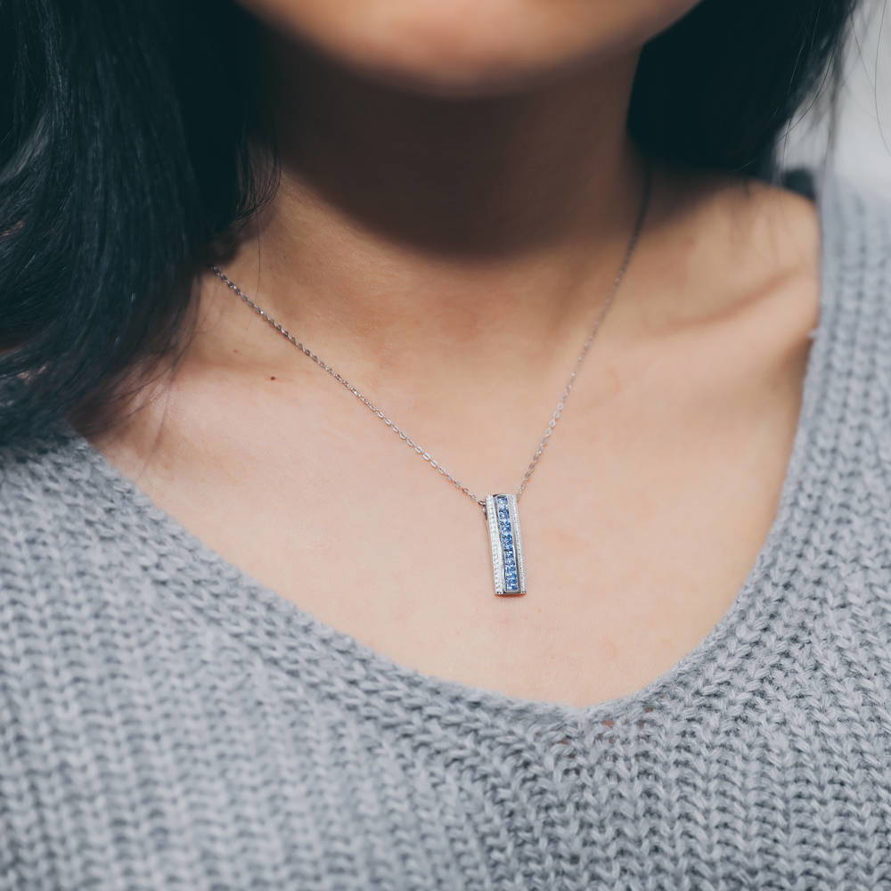 Image Contain: Model Wearing Bar Pendant Necklace