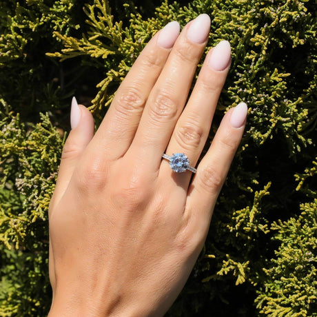 Image Contain: Model Wearing Solitaire with Side Stones Ring