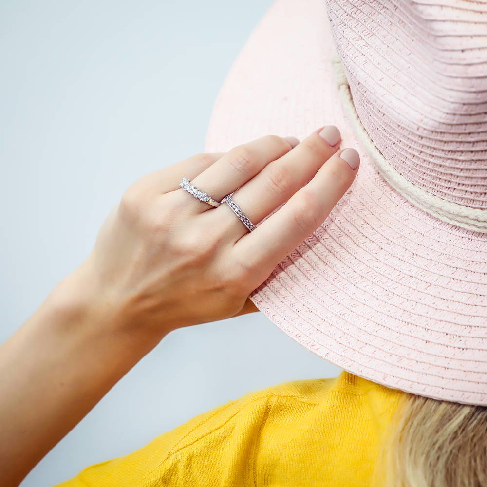 Image Contain: Model Wearing Cluster Band, Eternity Ring