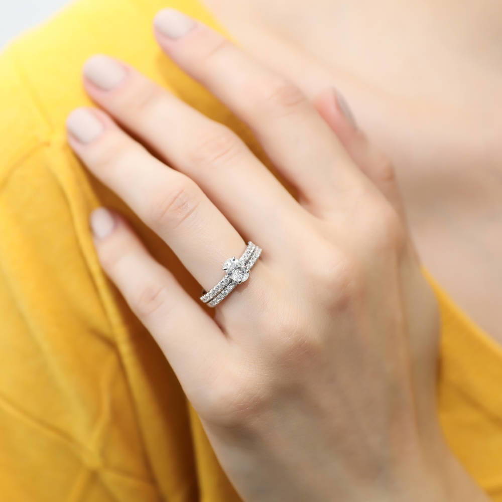 CZ Half Eternity Ring in Sterling Silver