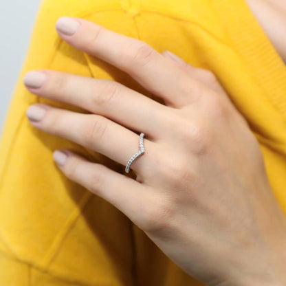 Wishbone CZ Eternity Ring in Sterling Silver