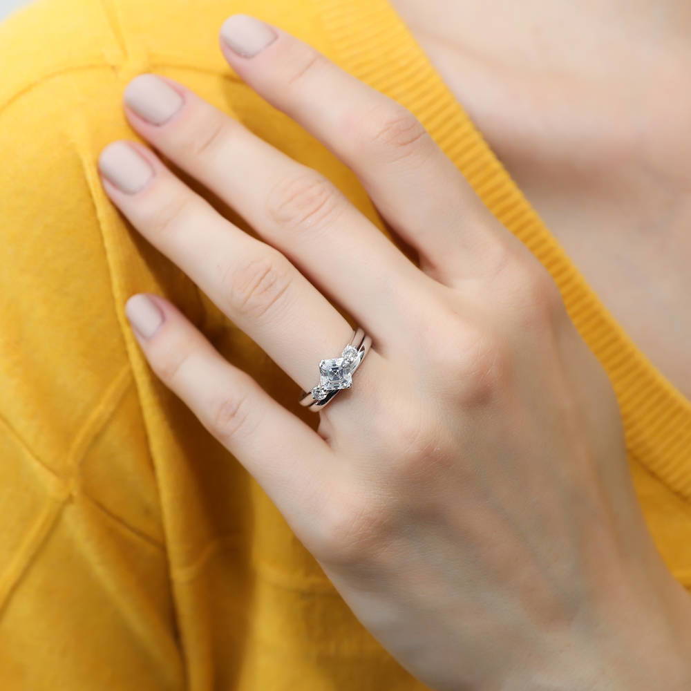 Model wearing Band in Sterling Silver, 17 of 19