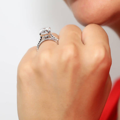 Solitaire 5.5ct Oval CZ Ring Set in Sterling Silver