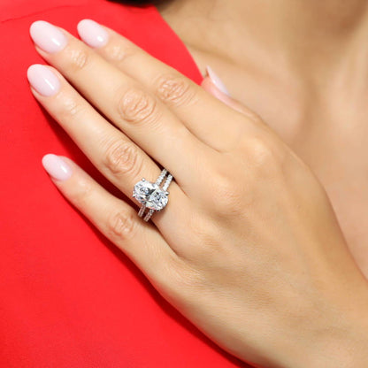 Solitaire 5.5ct Oval CZ Ring Set in Sterling Silver