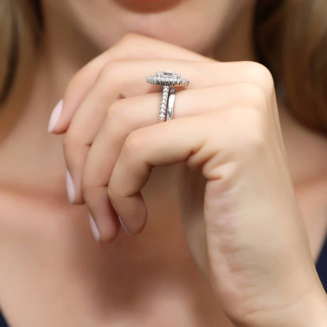 Image Contain: Model Wearing Band, Halo Ring