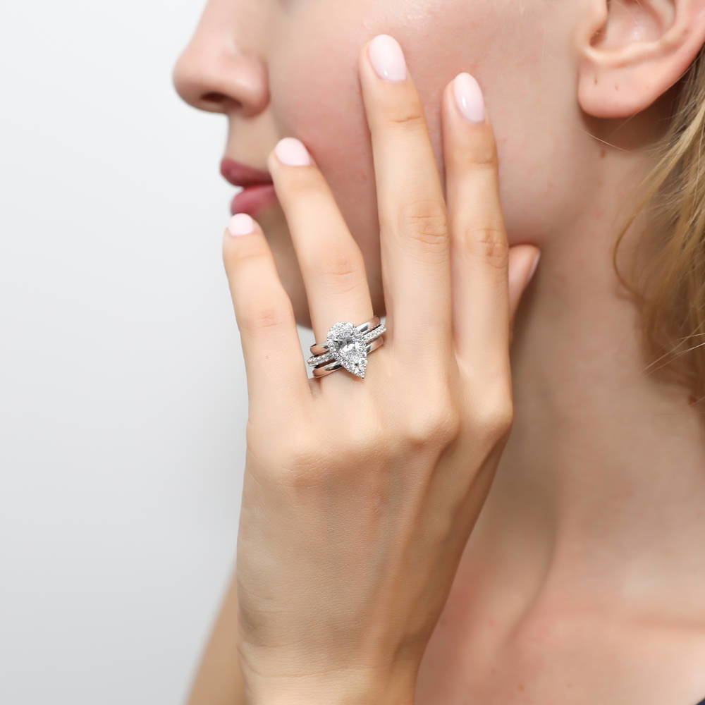Image Contain: Model Wearing Band, Halo Ring