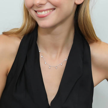 Rhombus CZ Station Necklace in Sterling Silver