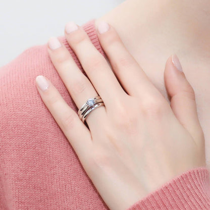 Solitaire 0.45ct CZ Ring Set in Sterling Silver