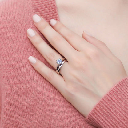 Solitaire 1ct CZ Ring Set in Sterling Silver